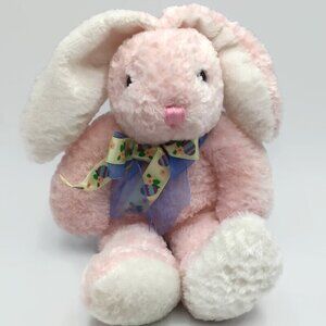 Dan Dee Collectors Choice 12" Easter Bunny Pink Plush w/ Ribbon Basket Rabbit